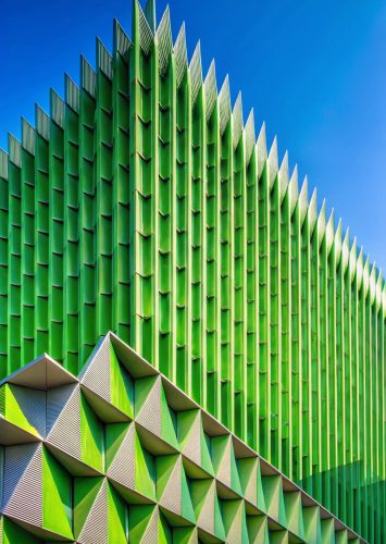 green-building-with-abstract-geometric-pattern-shading-fins-concrete-house-wall-surface-against-blue-sky-modern-home-exterior-architecture-background-vertical-frame (1)